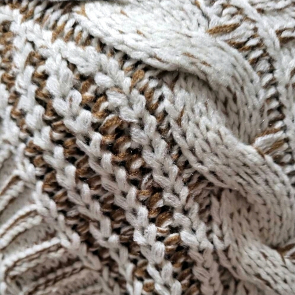 New Boho Chunky Cable Knit Cardigan Sweater Cream White Brown - Picture 8 of 10